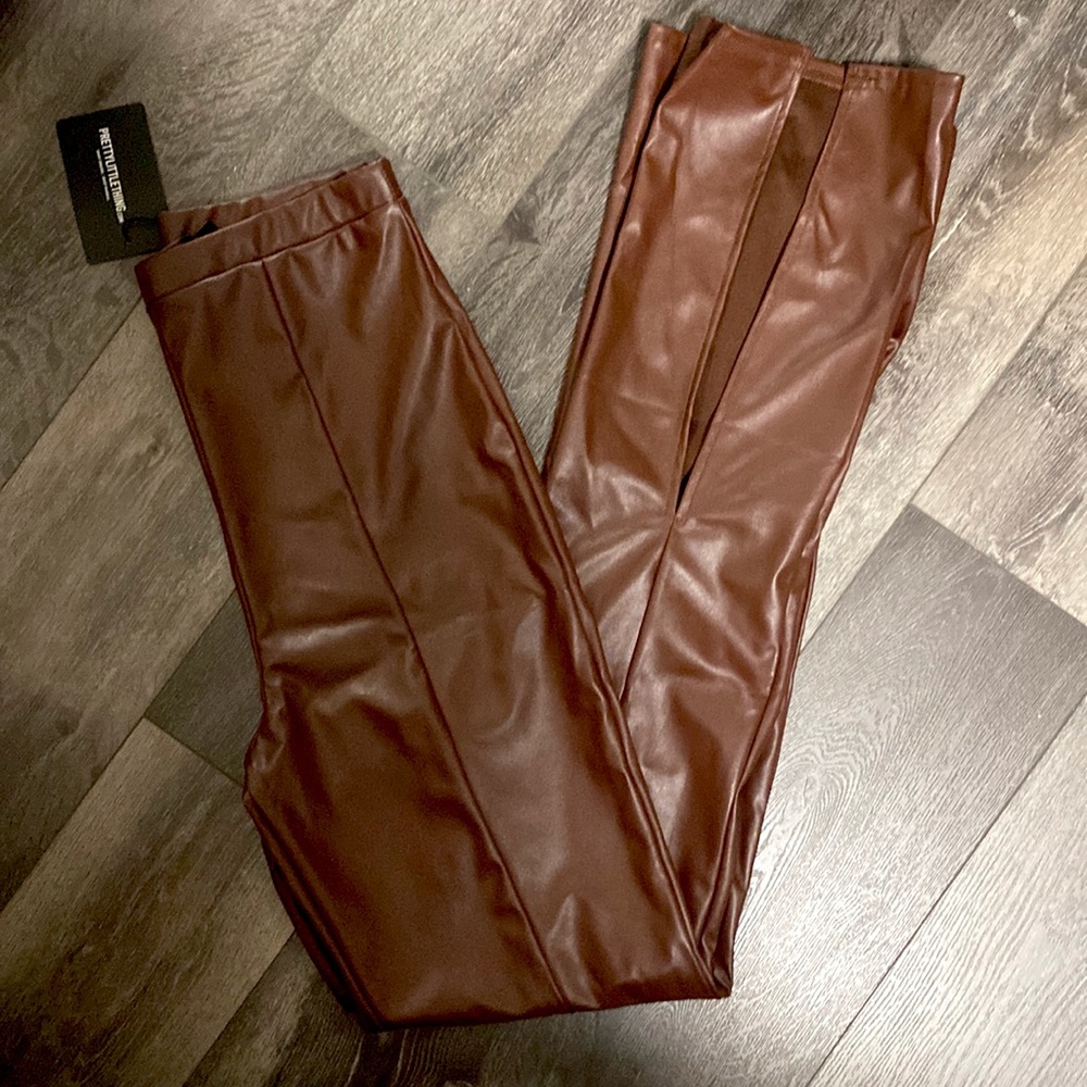 High waisted leather pants